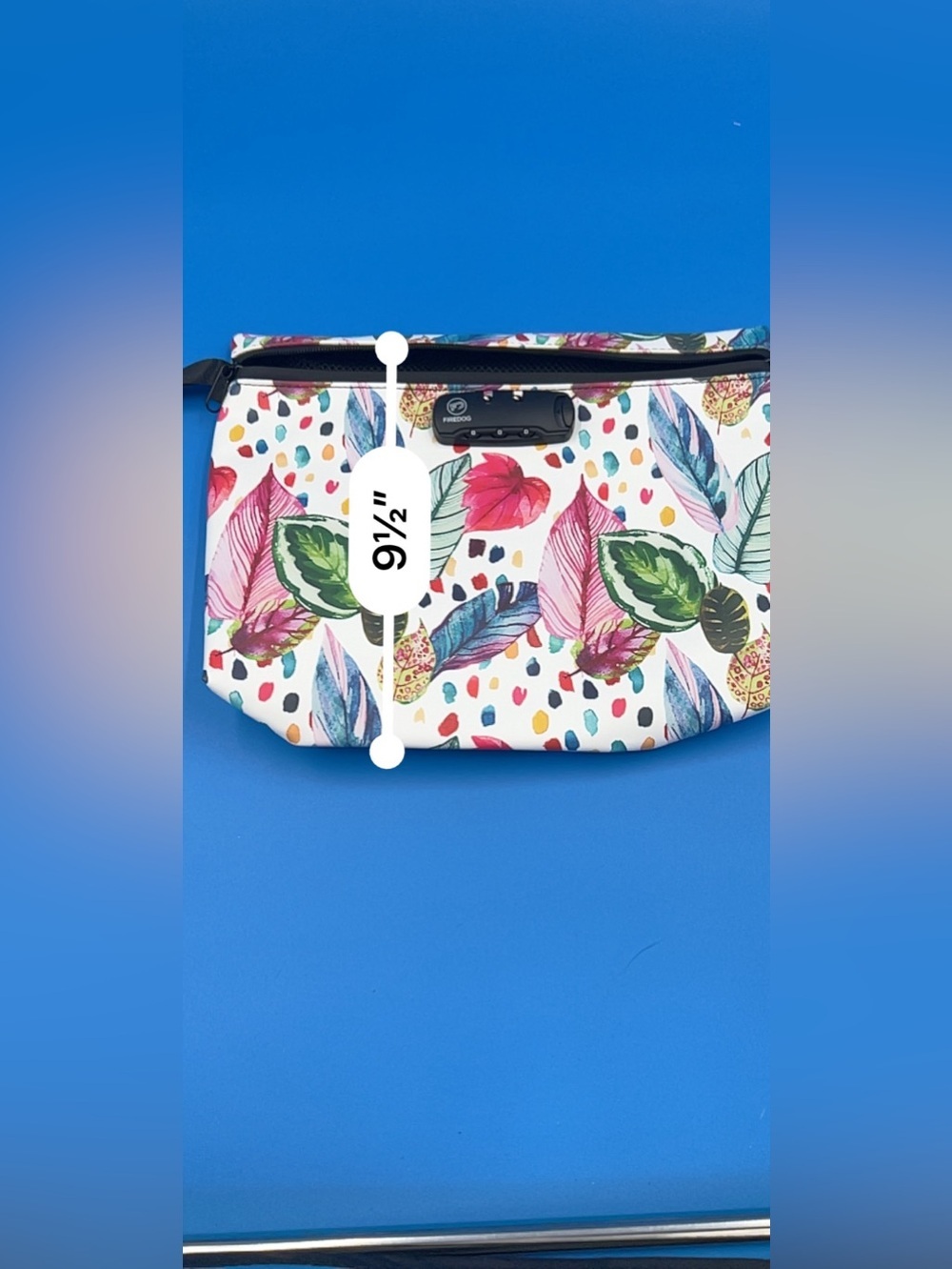 Floral FIREDOG Tropical Print Zip LOCKING Pouch - White